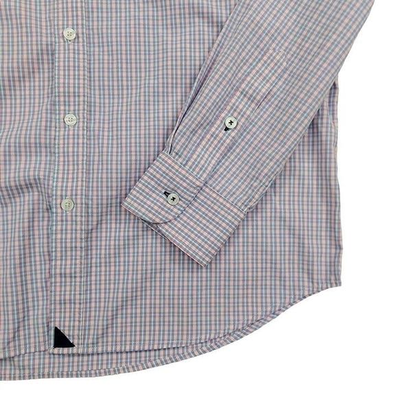Untuckit Shirt Mens Large Blue Button Up Checks Long Sleeve 100% Cotton Casual - Picture 5 of 11